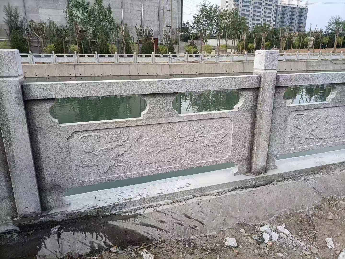 泰州 芙蓉白大花桥梁、河道，石材栏杆、围栏、护栏